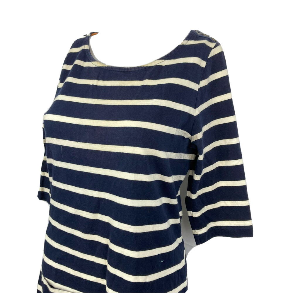 Boden Dress Womens Sz S Blue White Striped Cotton Shift Jersey Knit Stretch - Picture 2 of 9